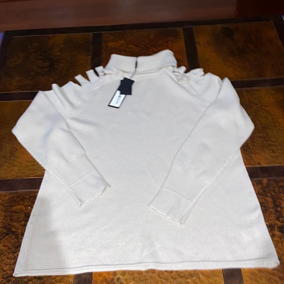 Halston Heritage Wool and Cashmere Turtleneck Cutout Sweater XL Luxury - Picture 1 of 10